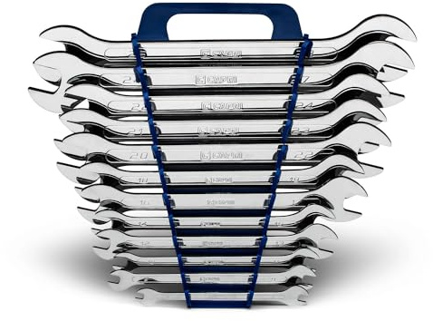 Capri Tools Super-Thin Open End Wrench Set, Metric, 6 to 28 mm, 12-Piece