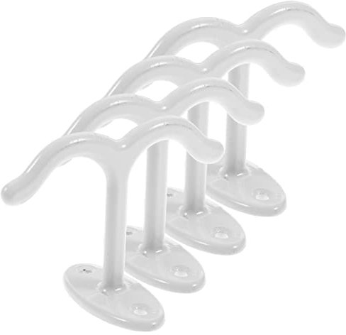 MUSISALY 4 Stück Decken-Doppelklauenhaken Deckenhaken unter Schrank Haken mit Zinken doppelhaken wall hooks Becherhaken unter dem Regal Schrankhaken zum Aufhängen Zinklegierung Weiß