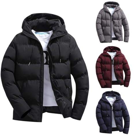 artikel unter 1 euro Herren Winterjacke Daunenjacke Steppjacke Winterjacke mit Kapuze Wintermantel Kunstfell Daunenjacke Leichte Winter Jacket Outdoor Puffer Gepolstert mit Taschen