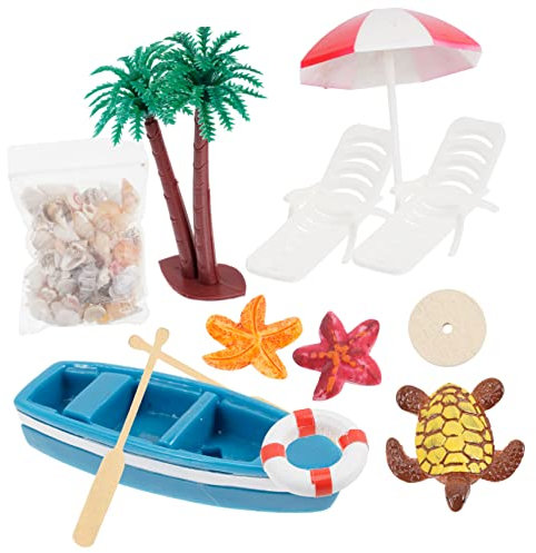 FONDOTIN 1 Set Miniatur Strand Stil Dekoration Mikro Landschaft Miniatur Ornament Für Sommer Deko Strand Deko Miniatur Mit Brautpaar Und Liegestuhl Ideal Für Zen Garten Und Kreative