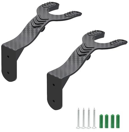 PARFCO 2 Pezzi Porta Casco Moto da Parete, Nero Porta Casco Moto, ABS Appendi Casco, con Gancio Chiave, con Viti e Tubo di Espansione, per Appendere Caschi e Indumenti