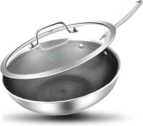 LOLYKITCH Wok Hybride 26cm, Antiadhésif Sans PFOA, Induction, Couvercle