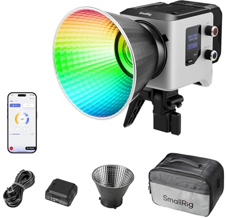 SMALLRIG RC 220C RGB COB LED Videoleuchte Bowens-Halterung, 2500–10000K | 200W 36000 Vollfarb-Videolicht, CRI97+/TLCI98+, Unterstützt Kabellose Stromversorgung, App-Steuerung, für Fotografie – 5098