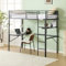 Bonnlo Loft Bunk Bed with Desk, Non-Slip Straight Ladder Single Loft Bed with Outlet and LED Light Strip, Multifunctional Metal Bed Frame Raised for Kids, Teens and Adults, Black