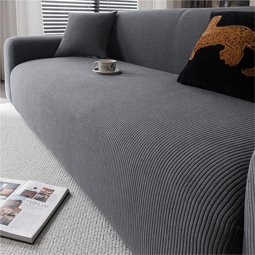 YHXAIQ Elastischer Alles inklusive Sofaschoner, Polarfleece Couch Cover mit Überzug, Rutschfester Universeller Sofabezug für 2/3/4-Sitzer(Dark Gray 1,90-140 cm)