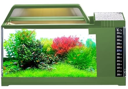 Aquarium-Set – 5 l Glasbehälter, LED-Beleuchtungssystem, kompakte Wasserzirkulation, intelligentes Filtrationsdesign, dekorativer Mini-Wasser-Lebensraum | modernes Desktop-Fisch-Aquarium für