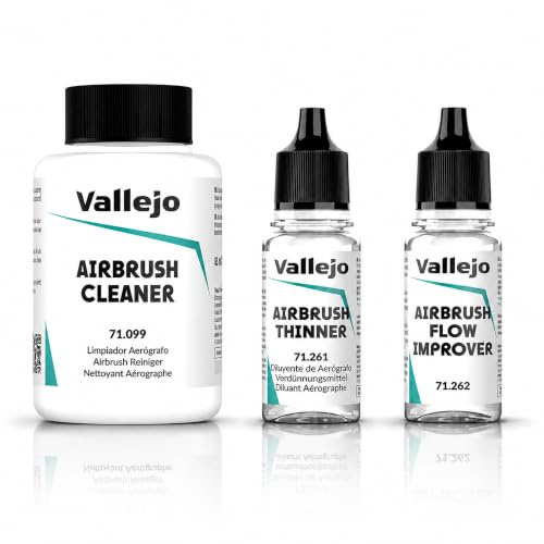 Vallejo Airbrush Thinner & Flow Improver Set (2 x 18ml) - Acrylic Paint Reducer & Flow Aid for Miniatures, Models & Scale Airbrushing with Precision Eyedropper Bottles