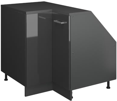 Vicco Eck-Küchenschrank für Dachschrägen R-Line, Anthrazit Hochglanz, 75.6 cm mit 1 Tür, Schrankkorpus 60 cm Tiefe, zur freien Kombination innerhalb modularer Küchensysteme