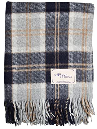The Scotland Kilt Company Knee Travel Rug Tartan Wool Blanket - Silver Bannockbane - Fringed Edges, Lightweight, Machine Washable Shawl
