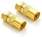 deleyCON SAT Antennenadapter Kabel auf SAT Adapter SET F-Stecker auf IEC-Buchse Kupplung Verbinder Koaxial Adapter SAT Kabel Vergoldet - 2 Stück