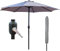 GlamHaus Garden Parasol Table Umbrella 2.7M with Crank Handle for Outdoors, UV40 Protection, Includes Protection Cover, Gardens and Patios - Robust Steel (Light Grey)