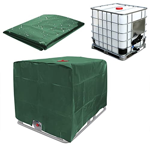 Bikuer IBC-Tank-Abdeckung, Abdeckplane für Wassertank 1000L, Schutzhülle Schutzhaube Schutzplane, Geeignet für IBC-Tank Behälter Container Regenwassertank (Grün)