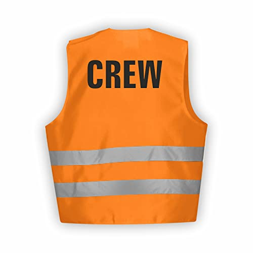 Fassbender-Druck WARNWESTEN - Sicherheitsweste ORANGE Warnweste nach EN ISO 20471 zertifiziert - Warn Weste für Crew - Unisex mit hochwertigem Reflektorstreifen (ORANGE I XL/XXL I 5er Set)