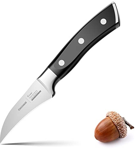 OAKSWARE Bird Beak Paring Knife, 2.75 Inch Peeling Knives German Stainless Steel Small Curved Fruit Knifes, Razor Sharp Kitchen Pairing Knives with Ergonomic and Full Tang Handle