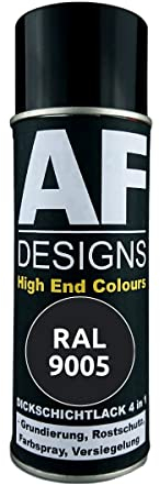 Alex Flittner Designs Peinture antirouille 4 en 1 RAL 9005 - Noir profond - Peinture de protection pour métal - Spray de peinture antirouille