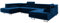 MEBLINI Schlafcouch mit Bettkasten - Ecksofa mit Schlaffunktion - Sofa mit Relaxfunktion und Kopfstützen - Couch U-Form - Eckcouch - Wohnlandschaft - Carl - 338x203x55cm - Blau Samt