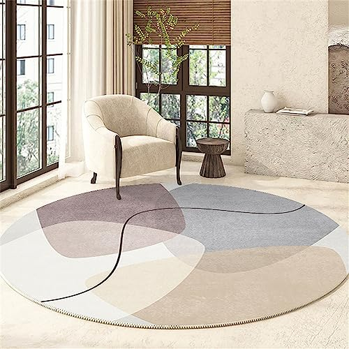 Highdi Teppich Rund Modern rutschfest Minimalistisch Linie Schlafzimmer Teppiche, Innenbereich Polyester Runder Teppich fürs Wohnzimmer, Flur, Kinderzimmer, Büro (140cm,Künstlerisch)