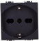 A2ZWORLD Enchufe Schuko 2P+T 16A, compatible con Bticino Living, compatible con Vimar Plana (1 unidad, negro)