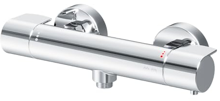 AM.PM Robinet Thermostatique Universal 1 Sortie Thermostat Mitigeur de Douche Réglage SafeStop à 38 °C Chromé, Argent X-Joy FXA40000