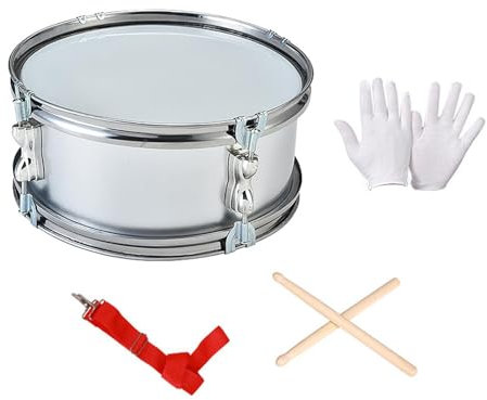 Ronyme Strumenti Musicali per rullante da 11 Pollici con Tracolla Regolabile Strumento a percussione per Batteria Leggera per Adolescenti Principianti, Grigio