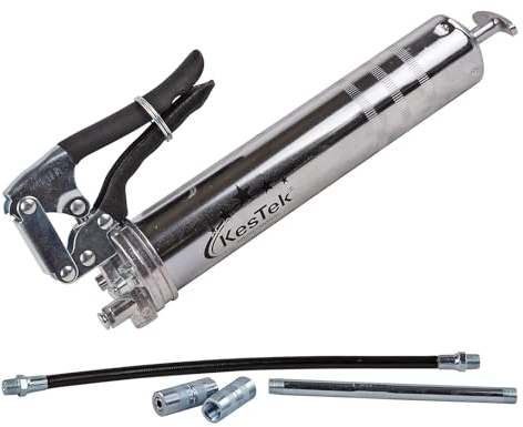 Kestek Einhand Fettpresse EFP400 mit Zubehör - 4 Backen Mundstücke M10x1 für H-Nippel, ideal für präzises Schmieren von Maschinen und Fahrzeugen