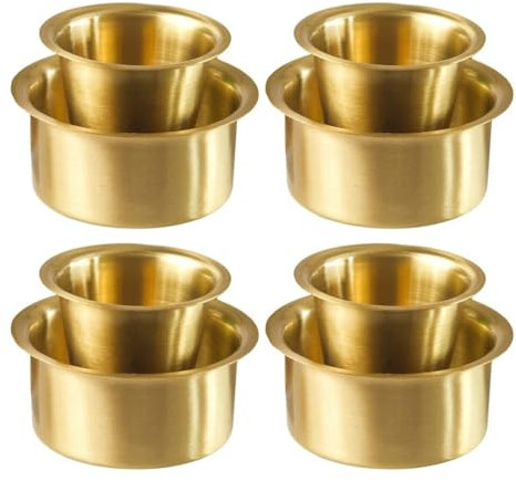 KC Brass Dabara Set | South Indian Coffee Glass Tumbler | Tea, Coffee Dabara Set of 4 (120 ML Capacity, Large)