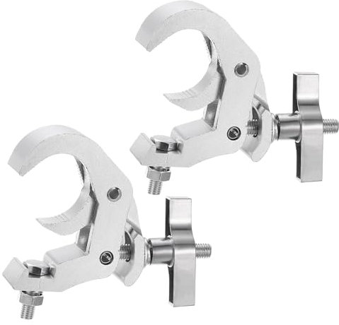 sourcing map Light Truss Clamps, 1.2 W Stage Lighting Pipe C Clamp Aluminum Alloy for 1.57-2.05 OD Tube Max Load 200lb, Silver 2Pcs