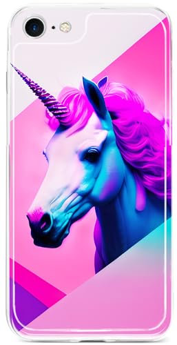 Berkin Arts Kompatibel mit iPhone SE 2022/2020 Hülle iPhone 8 Hülle/iPhone 7 Hülle Klare Rosa TPU Cover Tierisches Einhorn fantastisches Design mystisch