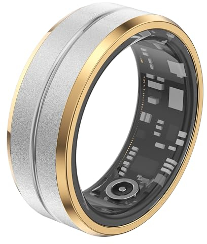 findtime Smart Ring for Men Ladies Smart Ring for Women Fitness Ring Fitness Tracker Waterproof Blood Oxygen Sleep Heart Rate Monitor Pedometer Step Counter ios Android Phones (Gold-B, Q/2.24in)