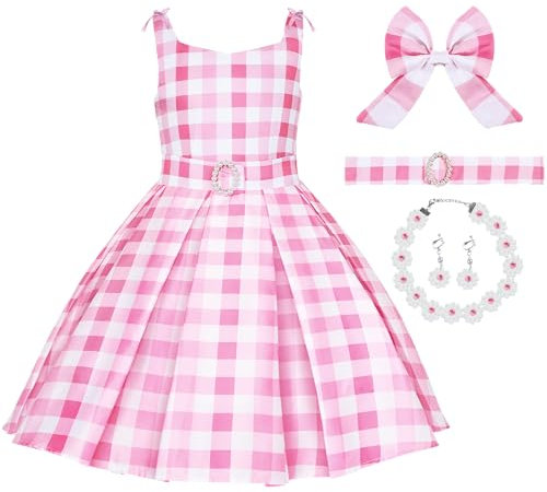 Spooktacular Creations Costume di Halloween per ragazze, costume scozzese rosa, vestito da bambola rosa per giochi di ruolo per ragazze in feste di Halloween (grande (10-12 anni))