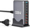 USB C Ladegerät: 320W 8-Port USB Netzteil Adapter Mehrfach Ladegerät mit 4 USB-C und 4 USB-A, Schnellladegerät PD 3.0 Charger 100W Power Netzteil für MacBook, Laptop, iPhone, iPad, Samsung