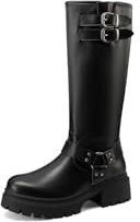 QUEEN HELENA Stivali Alti con Tacco con Zip Laterale Casual Donna X31-63 (Nero, Sistema Taglie Calzature EU, Adulto, Donna, Numero, Media, 38)