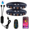 FOLGEMIR 5 Meter (2x 2,5M) RGB LED Streifen dimmbar, Bluetooth/APP kontrollierte TV USB Hintergrundbeleuchtung mit RF Fernbedienung, 5050 RGB Strip für HDTV TV Beleuchtung, wasserdicht IP20