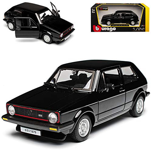 alles-meine.de GmbH Volkwagen Golf 1 GTI Schwarz 3 Türer 1974-1983 1/24 Burago Modell Auto mit individiuellem Wunschkennzeichen