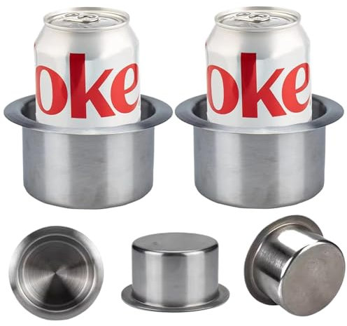 2Pcs Car Cup Holder Insert, Stainless Steel Cup Holder Insert Stable Sturdy Reusable Metal Cup Holder for Casino Poker Tables, Work Desks, Boats, RVs Cup Holder Inserts for Car