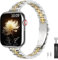 TiMOVO Bracelet de montre Compatible avec Apple Watch 42mm 41mm 40mm 38mm, Bracelet ajustable en acier inoxydable pour femmes, Convient pour Series 10 42mm/ 9/8/7/6/5/4/3/2/1/SE 38/40/41mm, Argent/Or