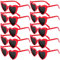 SelfTek Herz Brille Rot, 10 Stück Retro Herz Sonnenbrille Partybrille Herzform Brille, Vintage JGA Brillen Hippie Herzförmige Brille, Herzchen Brille für Party Hochzeit Karneval