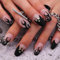 Long Coffin Press on Nails Black – French Tip Flame Design, Full Cover Acrylic Fake Nails, 24 Pcs, Easy Application, Strong Tool, Elegant Gothic Style for Women