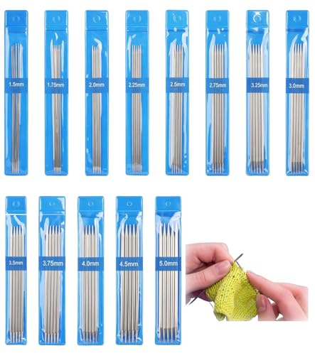TAKONE Nadelspiel Set 15 cm 65 Stück Edelstahl Stricknadeln 1,5–5,0 mm | 65 Edelstahl Stricknadeln – 15 cm, 1,5–5,0 mm, glatt, rostfrei, sortiert