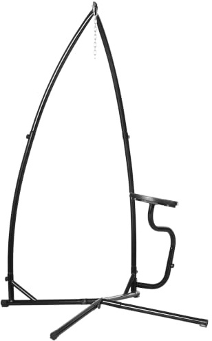 Outsunny Gestell für Hängesessel in C-Form Metall bis 120kg Schwarz | Federhaken, Tablett Sockel, für Hängesitz Hängestuhl, Hängemattengestell, Hängestuhlgestell, Indoor Outdoor Balkon