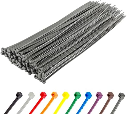 Gocableties - Collier de Serrage en Nylon - 300 mm x 4,8 mm - Argent - Attache Câble Résistant aux UV - Serre-Câbles - Lot de 100 Pièces
