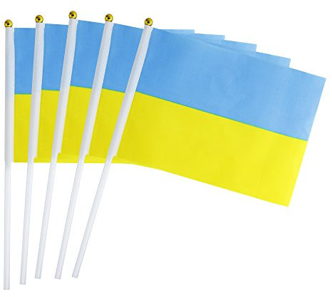25 Stück kleine Mini-Flagge, Ukraine-Flagge, Ukrainische Flagge, runde Oberseite, Nationalflaggen, Party-Dekorationen, Zubehör für Paraden, Festivalveranstaltungen, internationales Festival