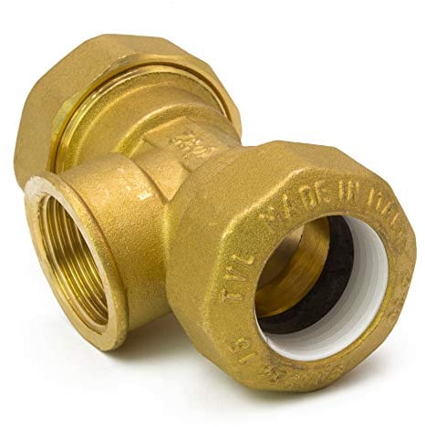PE Rohr *MESSING Verschraubung - T-Stück IG 32 mm x 1 Zoll - Muffe Fitting Klemmverbindung