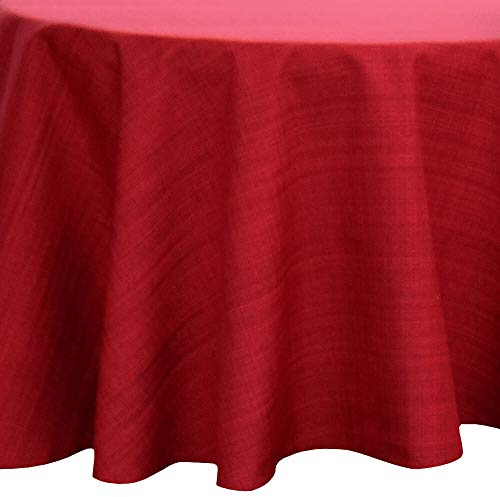 Outdoor Tischdecke rund Ø 145 cm in rot meliert - Modernes Tisch-Tuch als wetterfeste Garten-Tischdecke - Abwaschbare Außenbereich Abdeckung als große Garten-Tische Camping Tisch-Deko
