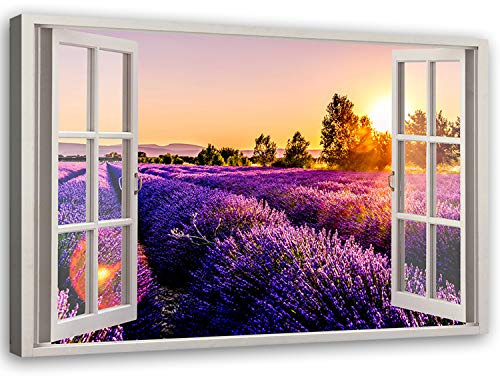 Feeby Peinture sur Toile 60x40 cm - Decoration Chambre - Tableau Paysage Nature Fenêtre - Decoration Maison - Moderne - Toile Peinture - Art - Poster Mural