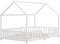 [en.casa] Kinderbett Sisimiut Hausbett 120 x 200 cm mit Rausfallschutz Holzbett für Kinder Bodenbett Lattenrost Kiefernholz Weiß matt