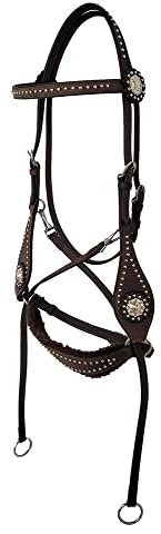 A&M Reitsport Hochwertige Gebisslose Western Trense 1109, braun aus Leder incl. Zügel, Größe:Warmblut