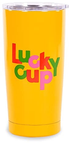 ban.do Stainless Steel Coffee Mug, 20 Oz Insulated Tumbler with Lid, Metal Cup for Hot and Cold Drinks (Lucky Me)