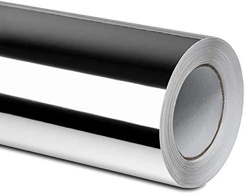 Folindo® Silber Chrom Autofolie (12€/m²) | 12 x 1,52 m | Selbstklebende Luftkanal 3D Folie zur Auto Folierung | Blasenfrei