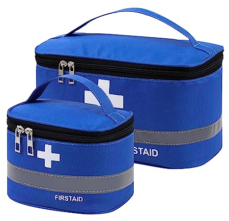 Olymajy 2 Stück Erste-Hilfe-Kit Taschen, leere Medizin Taschen, Erste-Hilfe-Tasche Tragbare Grau Medizinische Medizin Taschen für Outdoor Camping, Reisen, Arbeit, blau, medikamententasche